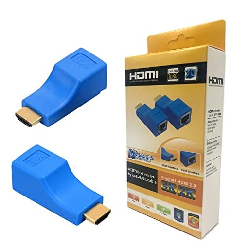 HDMIエクステンダーHDMItoRJ45HDMI延長器HDMIコンバータ延長器30MTX/RX4K2K1080P3DCAT5E/6LANイーサネットアダプター拡張HDMI送受信機2色ALLVD(ブルー)