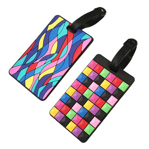 [Morices]2個旅行用荷物タグ、PVC荷物ラベルスーツケースタグ為にID名前住所電話、幾何学模様パターン名刺入れ識別子手荷物ハンドバッグタグ為に女性男性子供たち(D)