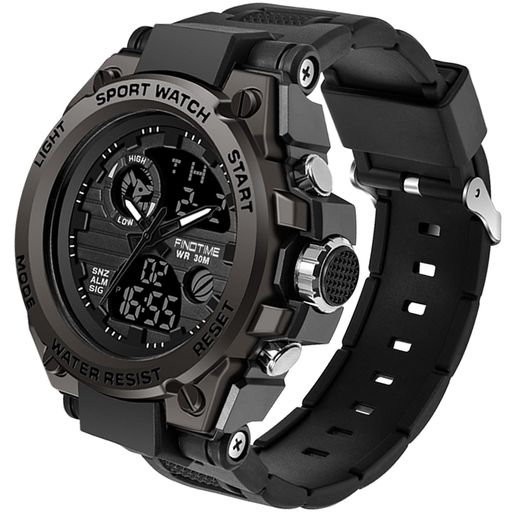 findtime腕時計デジタルメンズデジアナうで時計とけい防水ミリタリーウォッチストップウォッチスポーツデュアルタイムおしゃれアラームLED目覚まし時計日本語説明書付きブラックシルバ…