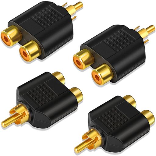 RCA 分配 アダプター ビデオ オーディオ 2分岐アダプター 変換プラグ アンプ スピ...