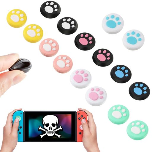Joy-con対応スティックカバーボタンカバー【Switch/SwitchLite/SwitchOled対応】コントローラーカバー猫手肉球猫の爪親指グリップキャップ4点セット