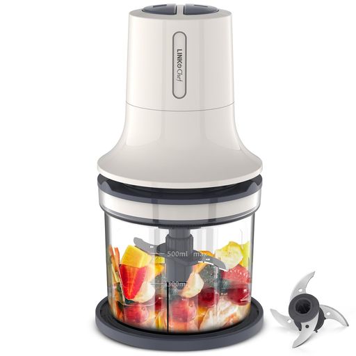 フードプロセッサーLINKChefミキサー小型500ml電動260W绞肉机微塵切りチョッパーみじん切り器離乳食大根下ろ肉ミンチ挽き肉氷コンパクト軽量静音洗いやすい人気2モード搭載混ぜるつぶす刻…