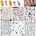 Chisaflyネイルシールハロウィンパンプキンおばけゴーストコウモリ蓄光ネイルパーツハロウィーンネイル用シールクモスカル6枚セット