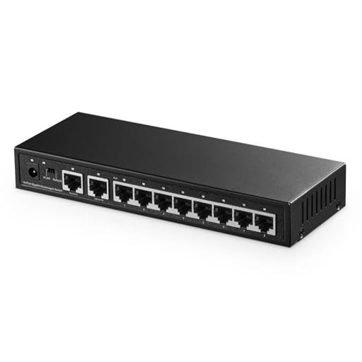 BINARDAT 10ポート ギガビットイーサネットスイッチ 8ポート 100/1000MBPS 2ギガビットアップリンク VLAN対応 メタルケース 非マネージドプラグアンドプレイ