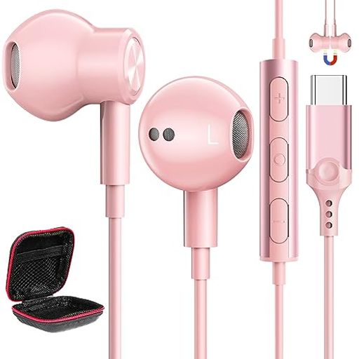 タイプ c イヤホン 有線 マイク付き DACチップ内蔵 HiFi音質 USB Type C イヤフォン 磁気 対応iPhone 17 16 15/iPad Pro Air 4 5 10世代 A16/Macbook/Galaxy S25