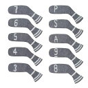 ScottEdwardゴルフアイアンヘッドカバー10個セット入りかわいい基本的に靴下の形洗濯可能耐久性ゴルフクラブヘッドプロテクター(グレー)