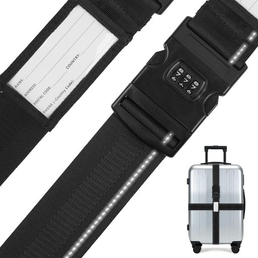 ■【用途で使い分けできる2本セット】 ロングベルト(3桁ダイヤルロック付き)+ショートベルト(バックル式)の便利な2本セット。 旅行や出張など、シーンに合わせて使い分け可能なスーツケースベルトです。 ■【安心の3桁ダイヤルロック(ロングタイプ)】 ロングタイプのキャリーケース ベルトは3桁ダイヤル式ロック付き。 移動中の不意な開きを防止し、荷物をしっかり固定。 暗証番号は初期設定「0-0-0」から簡単に変更可能です。 ■【シンプル&amp;軽量バックル式(ショートタイプ)】 ショートタイプのキャリーケース バンドはロックなしのワンタッチバックル仕様。 素早く着脱でき、軽量で扱いやすい設計です。 ■【幅5cm(約2インチ)・耐久ナイロン・反射ライン&amp;ネームタグ付き】 幅5cm(2インチ)のしっかりした設計で、スーツケースを安定固定。 耐久性に優れたナイロン素材を使用。 反射ライン入りで夜間の視認性を向上。 手書き可能なネームタグ付きで、空港での識別にも便利です。 ■【20~32インチ対応・多用途&amp;1年保証】 長さ調節可能なスーツケースベルト / キャリーバッグ ベルトは20~32インチのスーツケースに対応。