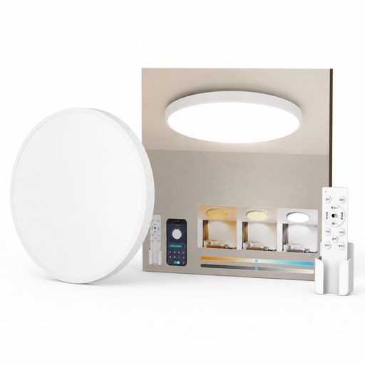 Rakuten - 「Coizabera」Led シーリングライト 8畳 10畳 38W 高輝度 4600lm 薄型 リモコン スマホ操作 調光調色 タイマー・メモリー機能 常夜灯 照明器具 Ledライト 取付け簡単 低い天井対応 器具一体型