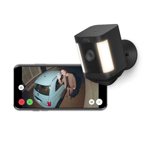 Ring Spotlight Cam Plus, Battery (リング スポットライトカム プラス バッテリーモデル) ブラック | センサーライト付き屋外カメラ、双方向音声、電球色LED | Ring Homeプラン30日間無料体験