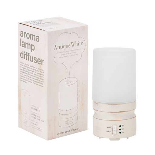 アロマランプディフューザーアンティークホワイト(ミスト式芳香器超音波振動方式精油・エッセンシャルオイル専用タイマー・LEDライト付)