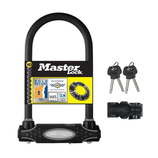 MasterLock(マスターロック)U字ロック自転車バイクロックキックボード鍵式ビニールコーティング仕様ス..