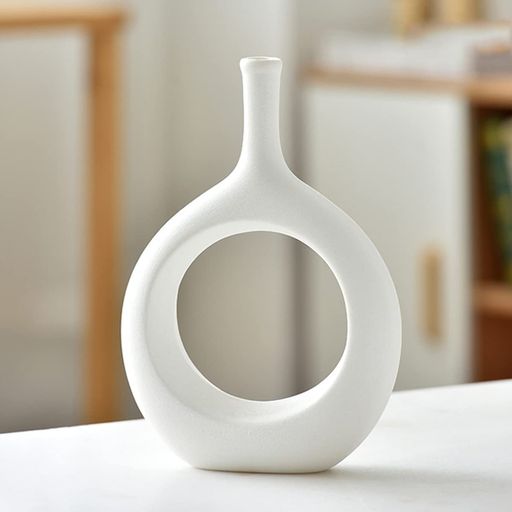 花瓶 陶器 白 ブラックおしゃれ 一輪挿し セラミック 花器 北欧 かびん フラワーベース ドライ フラワー 花瓶インテリア (白い-高さ:24CM)