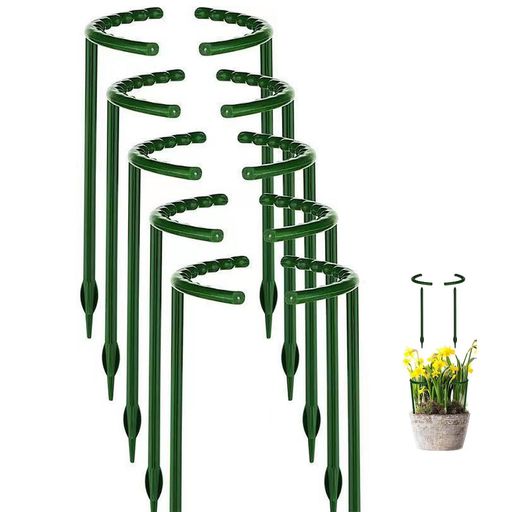 【製品仕様】10個の植物ステント、サイズ:25 cm*14.5 cm、色:緑。一般的に3〜4個の植物ステントを円形ステントに取り囲むことができる。 【高品質材料】高品質ABSから作られ、軽くて丈夫で、丈夫で変形しにくく、植物をよく支えることができ、風や日焼けを恐れず、老化しにくい。この材料は植物ステントの表面を滑らかにし、触っても手や植物の茎を傷つけることはありません。 【製品設計】底部は尖点設計を採用し、土壌に突き刺さりやすく、支柱の長さを調節して、植物の高さに適応することができる。 【特徴】これらは組み合わせて使用することができ、作物の面積に応じて自由に選択することができる。取り外しや組み立てる必要はありません。単杭環はほとんどの茎の進入に適しており、植物を十分に支えることができ、同時に成長を阻害することなく十分な空間を提供することができる。 【用途】:花卉、植物、果物、野菜などに用いることができる。アジサイ、牡丹、丹参、金光菊などの濃密な植物や盆栽植物をサポートし、成長を助けています。トマト、カボチャ、キュウリ、メロンなどのつる植物や若木にも適しています。