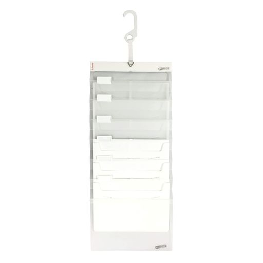 Esselteエセルテソーテッド6段ジャンボ大容量3WAYファイルA46ポケット見出しラベル付626119ホワイト/クリア(マチ付・大容量)