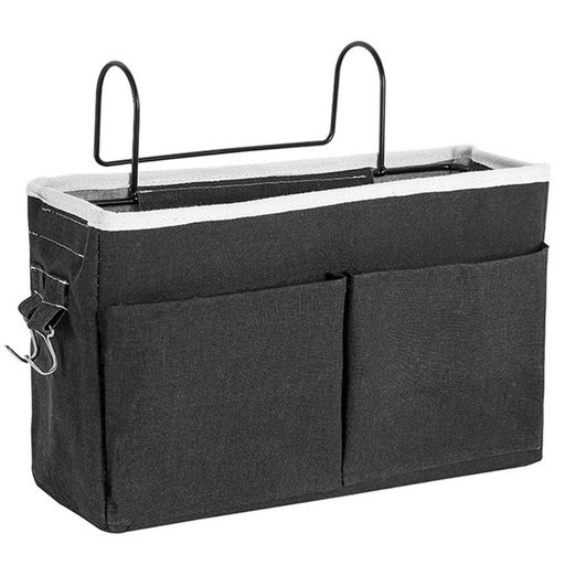 ベッドサイド 収納 ベッド 収納 ドアフック ベッドサイドポケット 大容量 多機能収納かご ベッドサイド収納ポケット 多機能収納かご 小物収納ボックス 収納かご 雑貨収納 雑誌ブック 学生寮 家庭 車用 マルチポケット(ブラック)