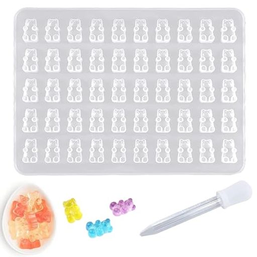 熊さんグミ型シリコンモールド50個のキャビティかわいいグミベアのカビレジン型ソフトモールドエポキシ樹脂uvレジン半透明DIYハンドメイド素材ペンダントピアス粘土抜き型くまソフト…