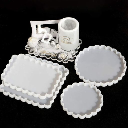 DIYBravoトレイコースターシリコンモールドUVレジン4つセット型置き皿コースターモールドトレー用シリ..