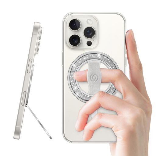 【StylishTwinkle】EWAMagOneMagSafe対応スマホリングスタンド交換可能エラスティック指ループ付き|マグネット式スマホグリップ・キッ..