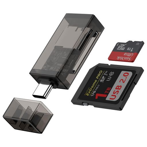 SDカードリーダーType-CメモリカードリーダーUSB2.0デュアルスロットSDXC、SDHC、SD、MMC、RS-MMC、MicroSDXC、MicroSD、MicroSDHCカードに適用し、Windowsと互換性のある