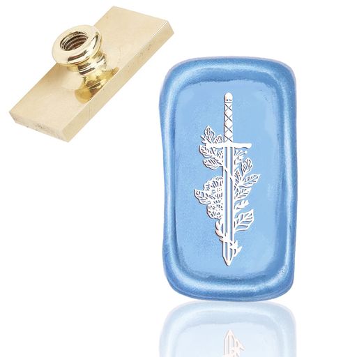 CRASPIREシーリングスタンプヘッドのみ花と剣長方形ワックスシールスタンプ交換真鍮銅頭復古風洋式結婚式告白招待状メッセージカード誕生日の封筒の装飾DIY用