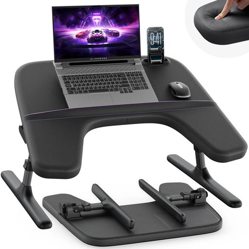 【クッション付きアームレストで快適な使用感】:SAIJI ベッド テーブル は長時間の使用に配慮し、クッション付きアームレストを採用。手首や腕への負担を大幅に軽減します。天板は高品質のPVCレザーとクッション性のあるスポンジ層で仕上げられており、肌触りが滑らかでお手入れも簡単。耐久性にも優れたベッド上 テーブルとして、ベッドでの作業や読書、ゲームに最適です。妥協のない快適さを、長くお楽しみください。 【身体に寄り添うエルゴノミクスデザイン】:U字型のカットアウトと曲線を活かしたベースデザインにより、このベッド 机は自然に身体にフィット。長時間の作業やゲームでも正しい姿勢を保ち、体への負担を軽減します。腕全体をしっかりサポートし、疲れにくい設計です。脚は折りたたみ可能でコンパクトに収納できるため、使わないときも場所を取らないミニ机としても活躍します。 【自分好みに完全調整可能】:SAIJI ベッドデスクピローは、4段階の高さ調整(9.3インチ~12.6インチ)と4段階の角度調整(0°・12°・24°・36°)が可能。