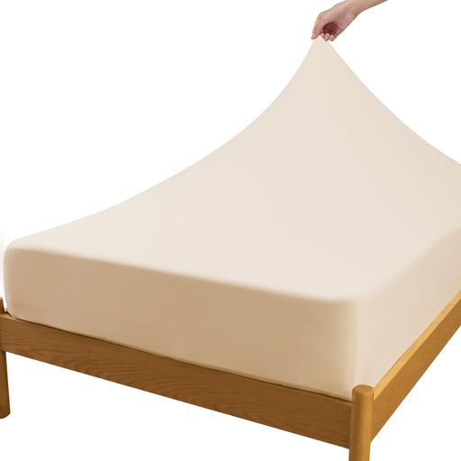 【シーツサイズとボックス仕様】製品サイズ85x180cmxマチ38cmです、シングル100x200cm~セミダブル120x200cmのベッドと敷き布団に適用です。高さ38cmのマチ付き、シーツ全周にズレ防止の強化ゴム使用ボックスタイプなので、厚さ3~35cmのマットレスにピッタリとフィットします。 【伸縮性抜群・適用幅広い】『3Dストレッチ』特性を持ち、タテにもヨコにも伸びるので、マット適用サイズ幅広いです。アイロンせずシワ一つもない、きれいなベッドに変身できるボックスシーツです。 【肌に優しい・耐久性抜群】弊社のボックスシーツはインナーやTシャツよく使うなめらかなポリウレタン混のニット生地、色落ちない素材で、ピーチスキン加工され『肌触り柔らかい』、毛玉になりにくい、洗濯耐久性と快適性が抜群です。 【ズレ防止全周ゴム・着脱簡単】ボックスシーツの全周ゴム付き、伸縮性よいし、伸ばすだけてぴったりフィットで誰でも簡単。敷き布団にもソファベッドにも引っ掛けたまま折り畳むこともできて手間かかりません。子供や寝相の悪い方がどう寝返を繰り返してもズレないです。