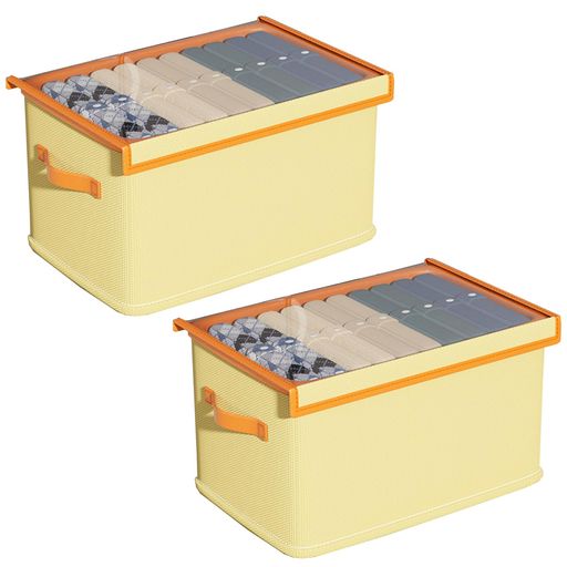 Xnuoyo収納ケース収納バスケット衣類収納ケース家庭用蓋付き引き出しワードローブ収納ボックス透明窓付き大容量防塵水洗い可能折り畳み取っ手付き縦44cm幅25c...