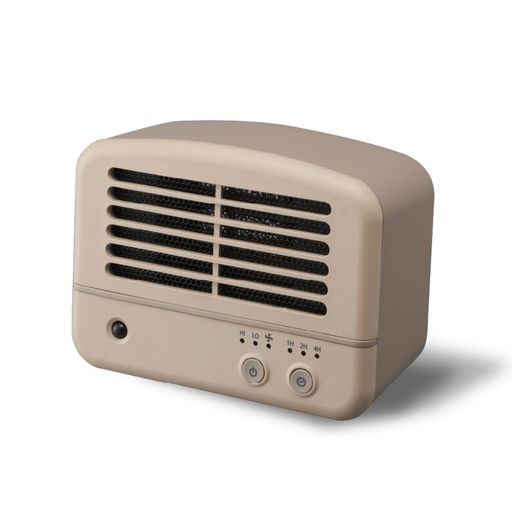 【足元に置いても操作がラクラクリモコン付き】ドウシシャセラミックヒーターリモコン付パーソナル2段切替(強・弱)活性炭脱臭フィルター転倒OFFスイッチサーモスタットモカ