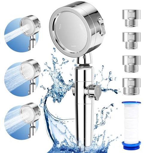 シャワーヘッド浄水3ステップモード高水圧シャワーヘッド360°角度調整水量・水圧調整自由に水を止められるシャワーヘッド最強ブースターシャワーヘッドスキンケア超微細水流マイクロ…