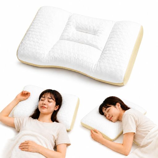 COZYNOVA 枕 深い眠り枕 首が痛くならない 人気 低い枕 まくら 安眠枕 低反発 高反発 快眠枕 立体構造 水洗い可 50x35cm ベージュ