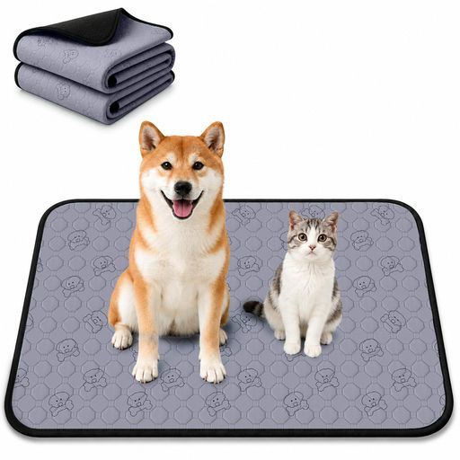 Rakuten - Wnote 洗えるペットシーツ 70x100cm 2枚セット 犬 猫用 おしっこマット 超吸収 防水 速乾 滑り止め付き 繰り返し使える トイレシーツ ペットマット グレー