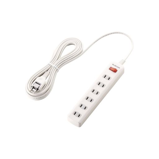 エレコム電源タップ雷ガード一括スイッチスイングプラグ6個口5mホワイトT-K3A-2650WH