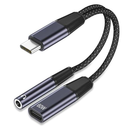 タイプC イヤホンジャック 変換アダプター 2 in 1 USB-C to 3.5mm オーディオ変換...