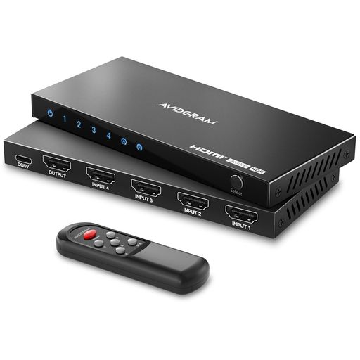 HDMI 2.1 セレクター 8K 60Hz, AVIDGRAM HDMI切替器 4イン1 IRリモコン付き 4ポー...