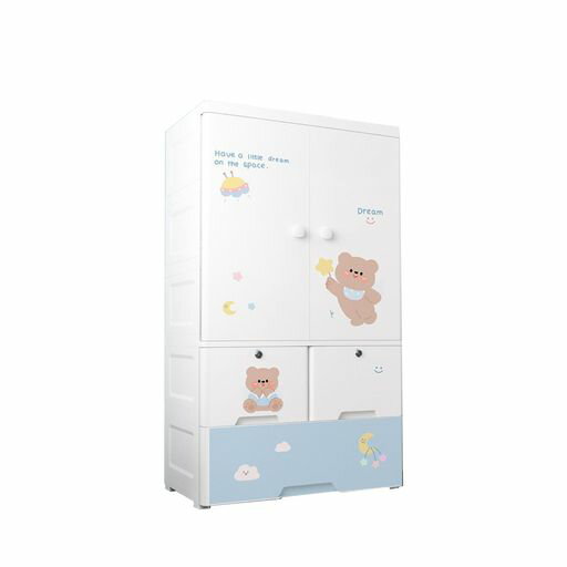 Pugrweiワードローブ折り畳み式収納ボックスクローゼットキッズクローゼット子供用かわいい衣類収納扉付き小物洋服掛けハンガーラック組立簡単おしゃれ耐久性防塵高耐荷重省スペース…