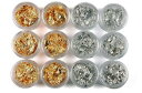 金箔 銀箔 12個セット ケース入り ジェルネイル用品ゴールド シルバー キラキラ スパンコール ネイルアートデコレーション PICHIDR