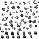 ネイルパーツ クロス 96個セット シルバー 十字架 ネイルパーツ メタルパーツ レトロ パンク ゴシック ネイルアート ジュエリー デコパーツ (シルバー)
