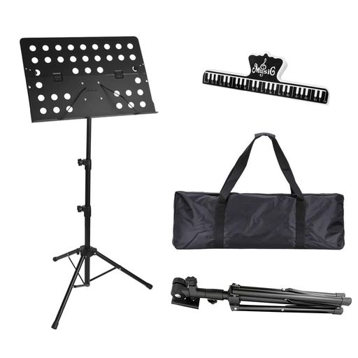 【商品詳細】譜面サイズ:49*34cm、本体重量:約1.8kg、パッケージ内容:折りたたみ譜面台本体*1、楽譜クリップ*1、収納バッグ*1 【快適な譜面位置調整】譜面板の角度も自分の視線に合わせて調節可能で、読みやすい位置に簡単にセットできます。譜面板のサイズは34cmx49cmと広く、大きな楽譜もしっかりサポート。演奏中に楽譜がずれる心配もありません。さらに、譜面台の表面は滑りにくい素材で加工してあり、楽譜を安定して保持します。 【組み立て&amp;分解が簡単】特別な工具を使わずに、譜面台とスタンド部分を手軽に取り付けたり取り外したりできます。使用しない時は、スタンドを折り畳んでコンパクトにし、保管や持ち運びに便利です。付属の収納ケースに入れることで、保護しながら携帯することができます。 【成長に合わせて長く使える】73cmから145cmまで幅広く高さ調整が可能で、子供から大人まで身長に合わせて使用できます。成長するお子様の練習用としてはもちろん、さまざまな楽器の演奏にも対応するため、長期間にわたって幅広く使用することが可能です。