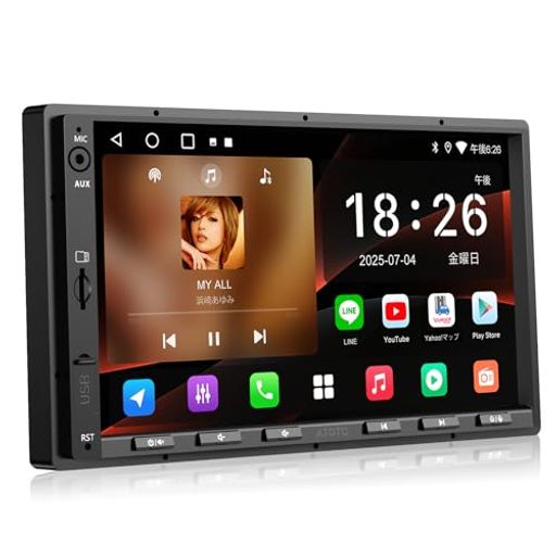 ATOTOZONE A5L 7インチディスプレイオーディオ2DIN 、Androidカーナビ, ワイヤレス...