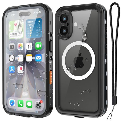 Rakuten - Tmacjump iPhone 17 用 ケース 防水ケース IP68防水認証|米軍MIL規格|MagSafe対応|水中撮影可|耐衝撃 防塵・防雪 両面保護 ストラップ付き アウトドア対応 お風呂・海・ 釣り・登山対応 ワイヤレス…