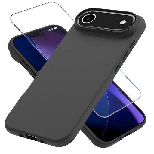 Rakuten - YAOYAOLX For いPhone 17 Airケース ブラック ガラスフィルム付き アイフォン 17 Air カバーマット質感 薄型 柔軟なTPU素材 指紋防止 耐衝撃 軽量 携帯便利 ストラップホール付 あいふおん17 Airケー…