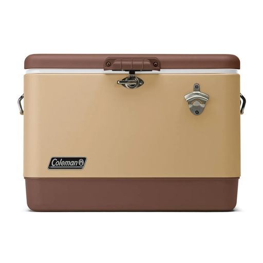【使用シーン】 ファミリーキャンプやグループキャンプ、BBQなどのアウトドアレジャーで活躍します。 キャンピングクーラーの定番として永年多くのユーザーに愛され続けています。 【容量51L】2Lペットボトルが12本収納可能なサイズになっています。 【保冷力4日】適切な方法でご使用いただいた際に保冷力が4日継続します。長期滞在のキャンプにぴったりなクーラーボックスです。 【高い保冷力】ボディだけでなくフタ部分にも断熱フォームを使用しているために保冷力が高く、暑い時期でも安心して使用できます。 【スチールボディ】フタとボディはスチール製でタフでスタイリッシュなデザインが人気です。 【サイドハンドル】頑丈なサイドハンドルは握りやすい形状で、両手でまたは2人で運ぶのに適しています。 【ラッチ、ボトルオープナー付き】フタの冷気を逃さない、ラッチロック機能付きです。ボディ前面にボトルオープナーが付属しています。 【便利な水抜き】底部にドレインが設置されているため、クーラー内に溜まった水を簡単に排水できます。