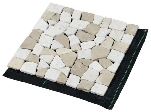Rakuten - ガーデンマスター(Gardenmaster) 天然石マット 単品(1枚) 除草シート付 マット部分30x30cm 除草シート部分約33x33cm ジョイント不要 カット可能 おしゃれ 雑草対策 ガーデニング 庭 防草天然石マ…