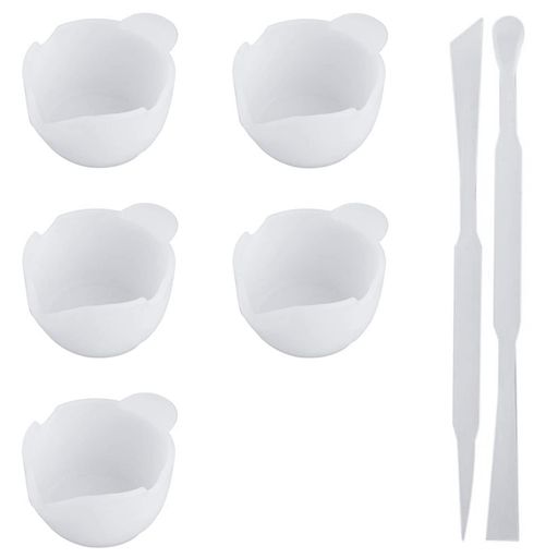 サムコスレジン道具調色パレット5個UVレジン用ツール2本調色スティックシリコン製柔らかいDIYハンドメイドレジンツール道具(7点セット)