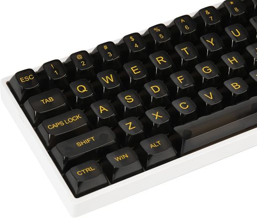 Ussixchare 61キー ブラッククリアキーキャップセット、OSAプロファイル 透明PC素...