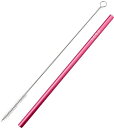 珈琲考具 KOGU 下村企販 ストロー アルミ 7MM 【日本製】 マドラー 繰り返し使える 洗える ブラシ付き エコ 冷たい飲み物 ピンク 43944
