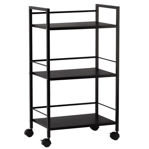 樂天商城 - Secchuuスチールラック本体3.6kg総耐荷重45kg幅43x奥行30x高さ76cm収納ワゴンプリンター台PS5横置きスタンドサイド収納ストッパー付きキャスター棚板1枚耐荷重15KG(ブラック3段)