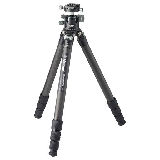 Velbon(ベルボン)大型カーボン三脚4段カルマーニュN743MTAZ脚径:約32.5mmエレベーターレスアルカスイス互換シュー付自由雲台セット10層カーボン脚トルク調整機能AMZCM-N743MTブラック