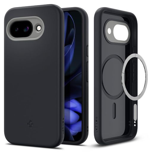 Spigen【創業18年の技術力】Pixel9aケースMagfit対応耐久性ソフトほこりが付きにくい素材ツートンカラーナノポップ・マグフィットACS09065(ブラック・セサミ)