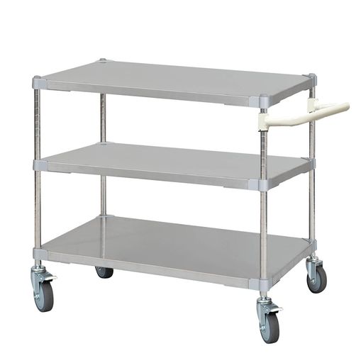 ステンレスシェルフワゴン60x903段キャスター700取っ手付きWH